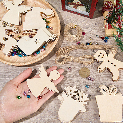 DIY Christmas Unfinished Wood Pendant Decorations Kits WOOD-SC0001-88-1