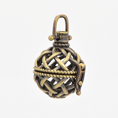 Brass Hollow Cage Pendants KK-P141-12-1