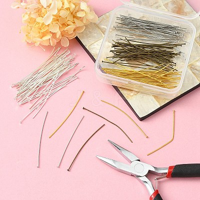 160Pcs 4 Colors Brass Flat Head Pins KK-YW0002-11-1