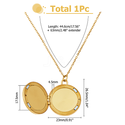 1Pc Stainless Steel Pave Natural White Shell Locket Pendant Necklaces for Women NJEW-HS0001-12B-1
