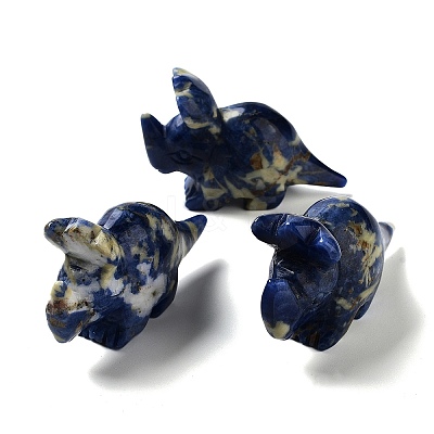 Natural Sodalite Carved Healing Rhinoceros Figurines DJEW-P016-01F-1