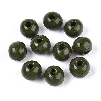 Spray Painted Round Natural Schima Wood Beads WOOD-A018-8mm-14-1