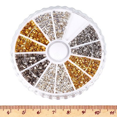 1 Box 3 Color Column Brass Crimp Beads for Jewelry Making Size 1.5~2x1.5~2mm KK-PH0009-02-B-1
