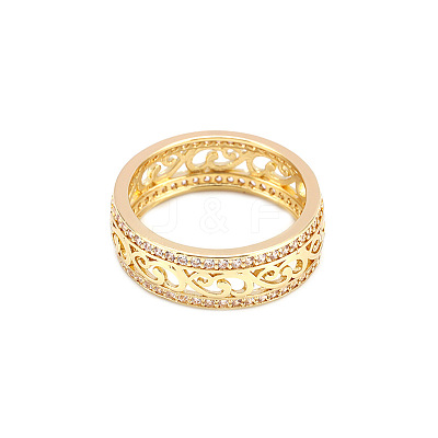 Hollow Out Flower Brass Micro Pave Clear Cubic Zirconia Finger Rings FS-WGD1340-06-1
