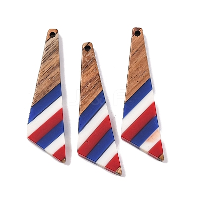 Independence Day Opaque Striped Resin & Walnut Wood Pendants RESI-U010-02F-1