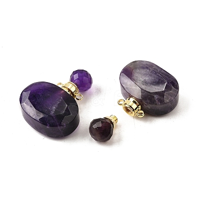 Natural Amethyst Perfume Bottle Pendants G-L623-07G-05-1