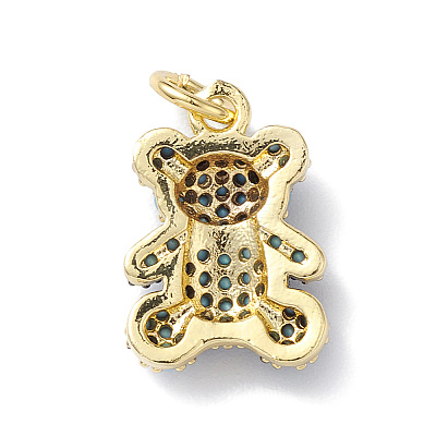 Rack Plating Brass Micro Pave Cubic Zirconia Charms KK-H443-06G-01-1
