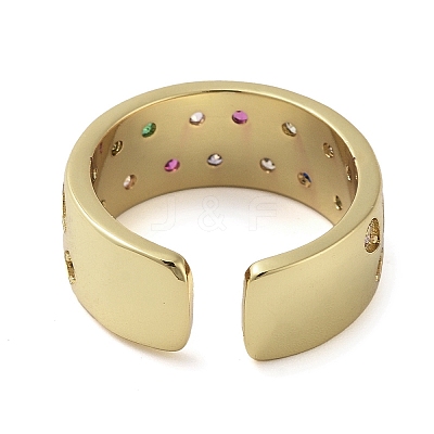 Brass Micro Pave Cubic Zirconia Open Cuff Ring RJEW-K267-02G-1