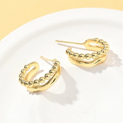 C-Shaped Brass Stud Earrings EJEW-A132-06G-1