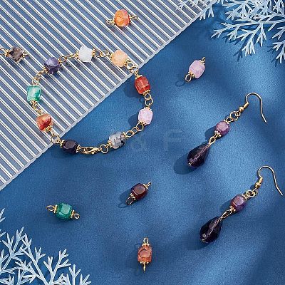 80Pcs 5 Color Natural Agate Connector Charms FIND-HY0001-39-1