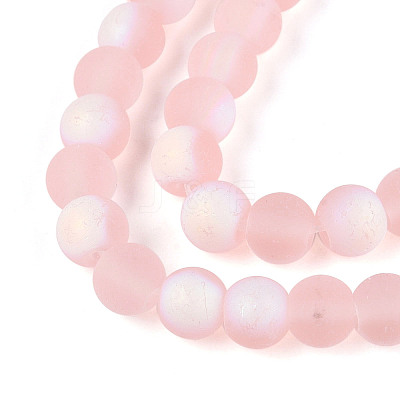 Frosted Transparent Glass Beads Strands GLAA-T032-T6mm-MBB10-1
