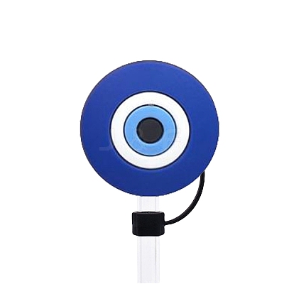 Blue Evil Eye Silicone Cartoon Style Dustproof Straw Cap PW-WG46E63-02-1