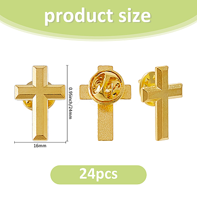 24Pcs 2 Colors Star/Cross Alloy Pin Brooches AJEW-FH0006-08-1