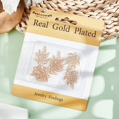10Pcs Autumn Theme Brass Pendants KK-BBC0011-78-1