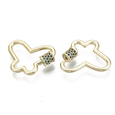 Brass Micro Pave Cubic Zirconia Screw Carabiner Lock Charms KK-R136-071A-NF-1