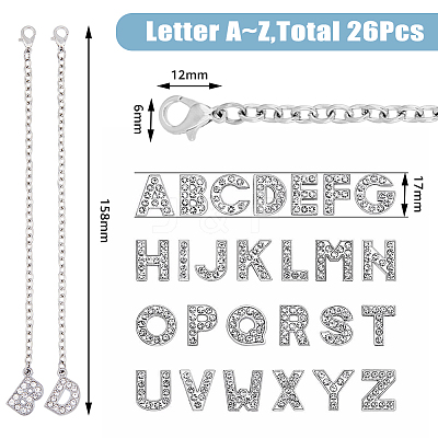 Letter A~Z Alloy Micro Pave Cubic Zirconia Cup Handle Pendant Decorations HJEW-AB00409-1