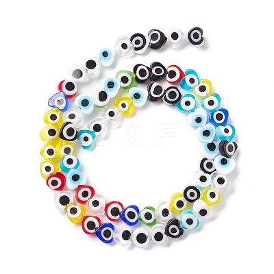 Handmade Evil Eye Lampwork Beads Strands LAMP-F023-A07-1
