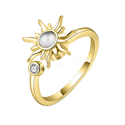 Sun Cat Eye Rotatable Open Cuff Ring for Women PW-WG28B2C-01-1