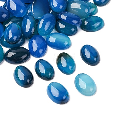 Dyed Oval Natural Blue Agate Cabochons G-K020-18x13mm-08-1