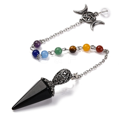 Natural & Synthetic Gemstone Pointed Hexagonal Cone Dowsing Pendulums G-Q184-03AS-1