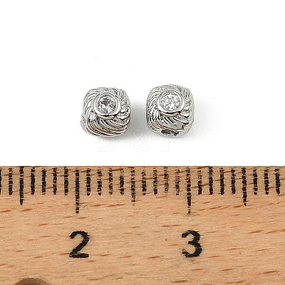 Brass Clear Cubic Zirconia Beads KK-D106-09P-1