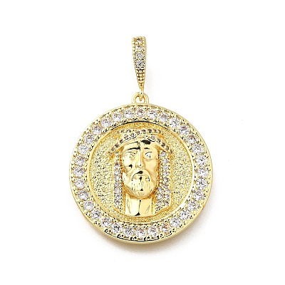 Brass Brass Micro Pave Cubic Zirconia Pendants KK-Q066-31G-1