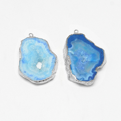 Natural Druzy Agate Slices Pendants G-Q494-65E-P-1