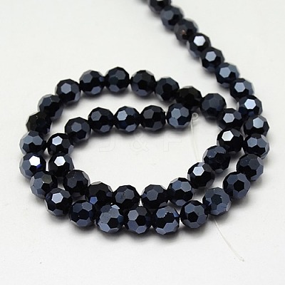 Full Plated Faceted(32 Facets) Round Electroplate Glass Strand Beads X-EGLA-J042-4mm-F01-1