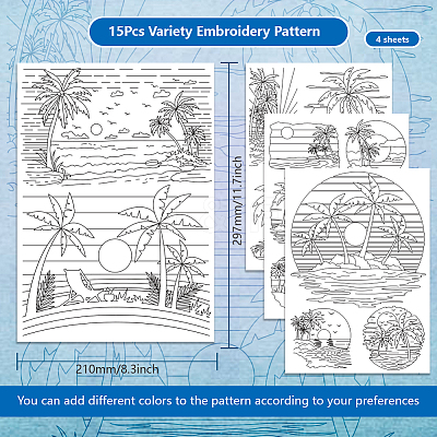 4 Sheets 11.6x8.2 Inch Stick and Stitch Embroidery Patterns DIY-WH0455-324-1