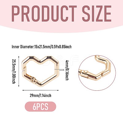 6Pcs Heart Alloy Spring Gate Rings FIND-TA0011-14A-1