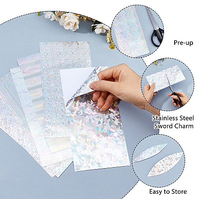 18Pcs 6 Styles Waterproof Holographic Adhesive Craft PVC Sheets DIY-FH0010-81-1