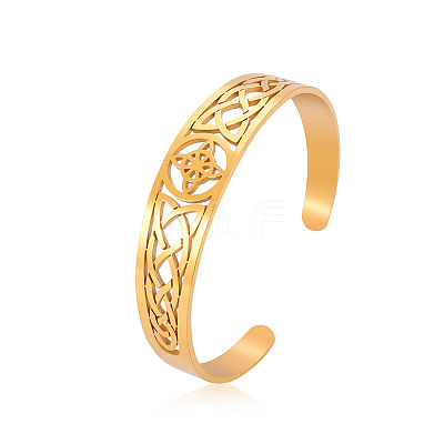 Witch Knot Hollow Out 304 Stainless Steel Cuff Bangles for Women FS-WG44EC4-02-1