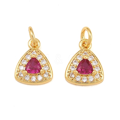Brass Micro Pave Medium Violet Red Cubic Zirconia Charms CU-CBAB3AD-07G-02-1