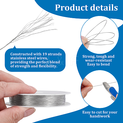 Tiger Tail Wire 304 Stainless Steel Beading Wire TWIR-WH0002-24A-1