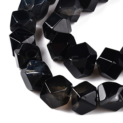 Dyed & Heated Natural Black Agate Beads Strands G-T138-39-1