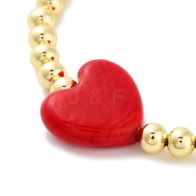 Handmade Lampwork Heart Bracelets BJEW-Q338-01H-1