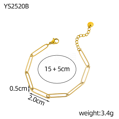 304 Stainless Steel Paperclip Chains Bracelets STAS-OY016-99G-1