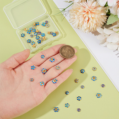 48Pcs 8 Styles Brass Enamel Bead Caps KK-PH0014-51-1