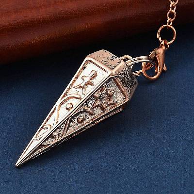 Rack Plating Brass Cone Dowsing Pendulum Pendants AJEW-G064-01RG-1