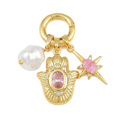 Brass Pave Pink Cubic Zirconia European Pendant Decorations CU-CBA65A7-01B-G-1