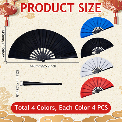 16Pcs 4 Colors Polyester Fan Display Decorations DIY-GA0010-05-1