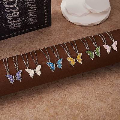 2Pcs Matching Butterfly Pendant Necklaces Set JN1033A-1-1