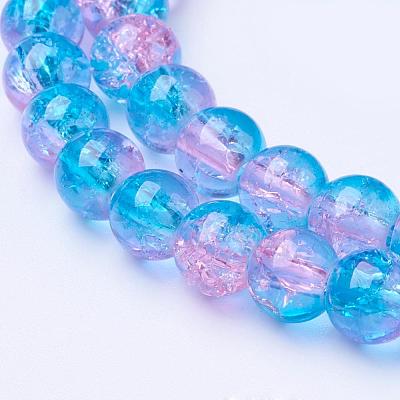Spray Painted Crackle Glass Beads Strands CCG-Q001-6mm-19-1