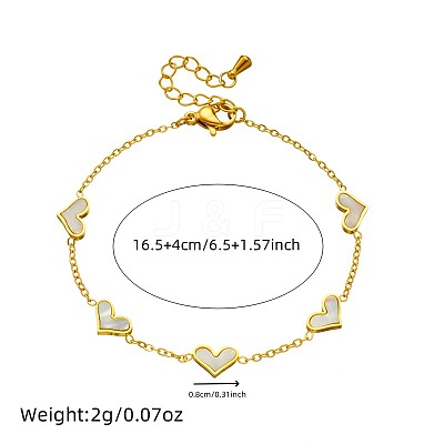 Heart Stainless Steel & Natural Shell Necklaces & Stud Earrings & Bracelets Sets FS-WGB84F7-01-1