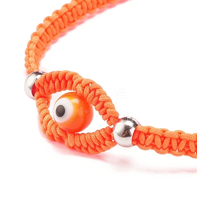 Lampwork Evil Eye Braided Bead Bracelet BJEW-JB07857-1