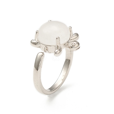 Natural Quartz Crystal Turtle Open Cuff Ring RJEW-P082-01P-27-1