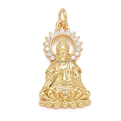 Rack Plating Brass Micro Pave Clear Cubic Zirconia Pendants KK-M229-31G-1