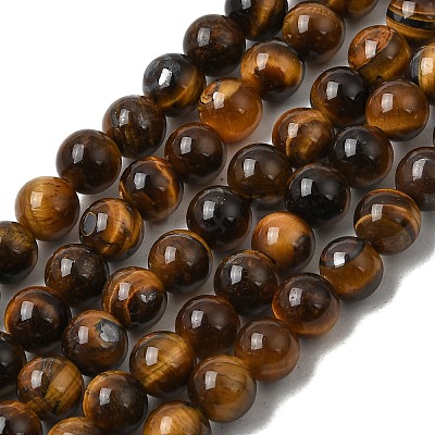 Natural Tiger Eye Round Beads Strands G-S177-6mm-1