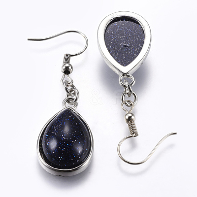 Natural & Synthetic Mixed Stone Dangle Earrings EJEW-P143-A-1