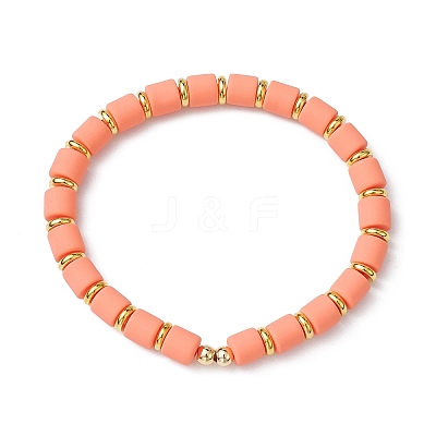 Polymer Clay Column Beaded Stretch Bracelets BJEW-JB09756-1
